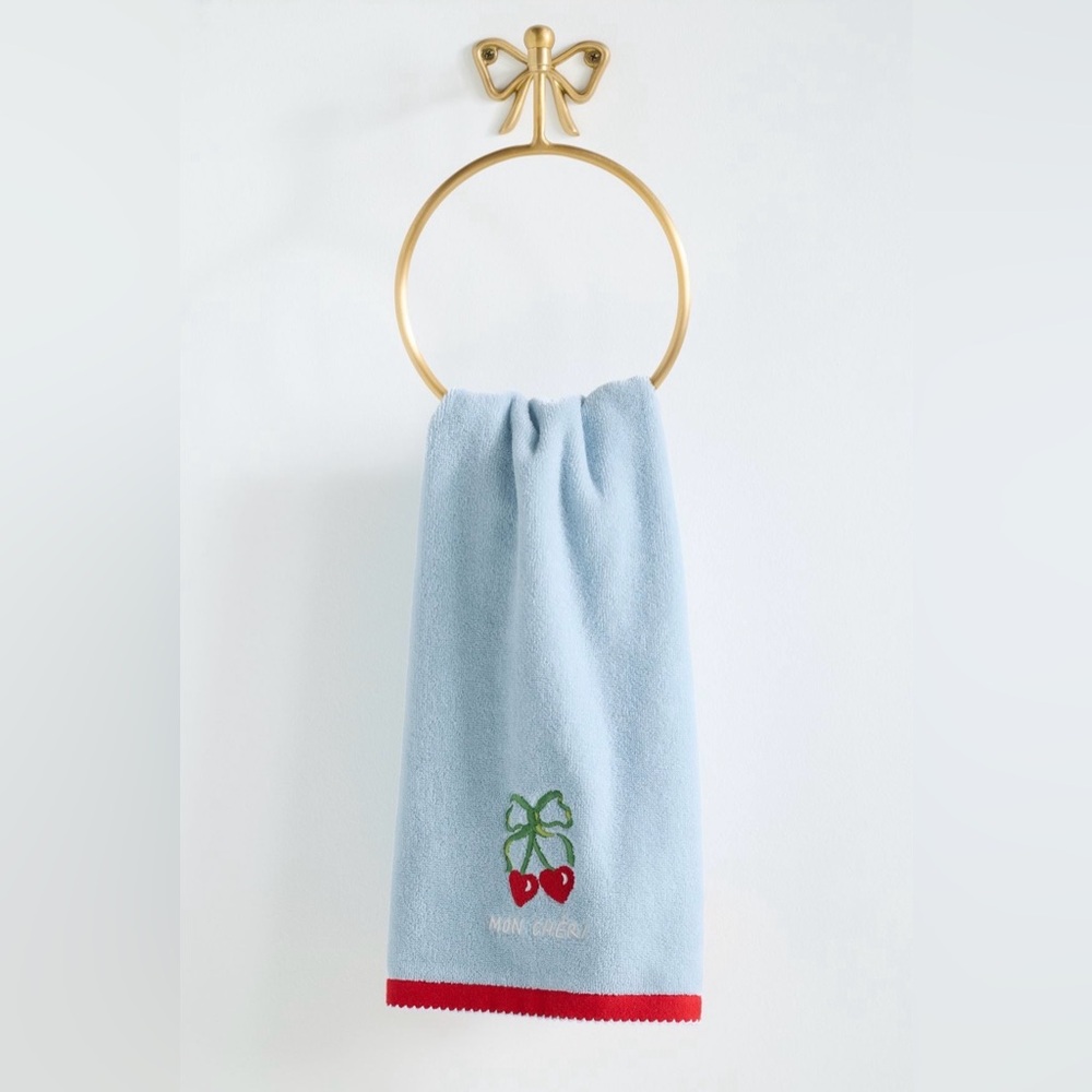 Anthropologie Cotton Embroidered Hand Towel